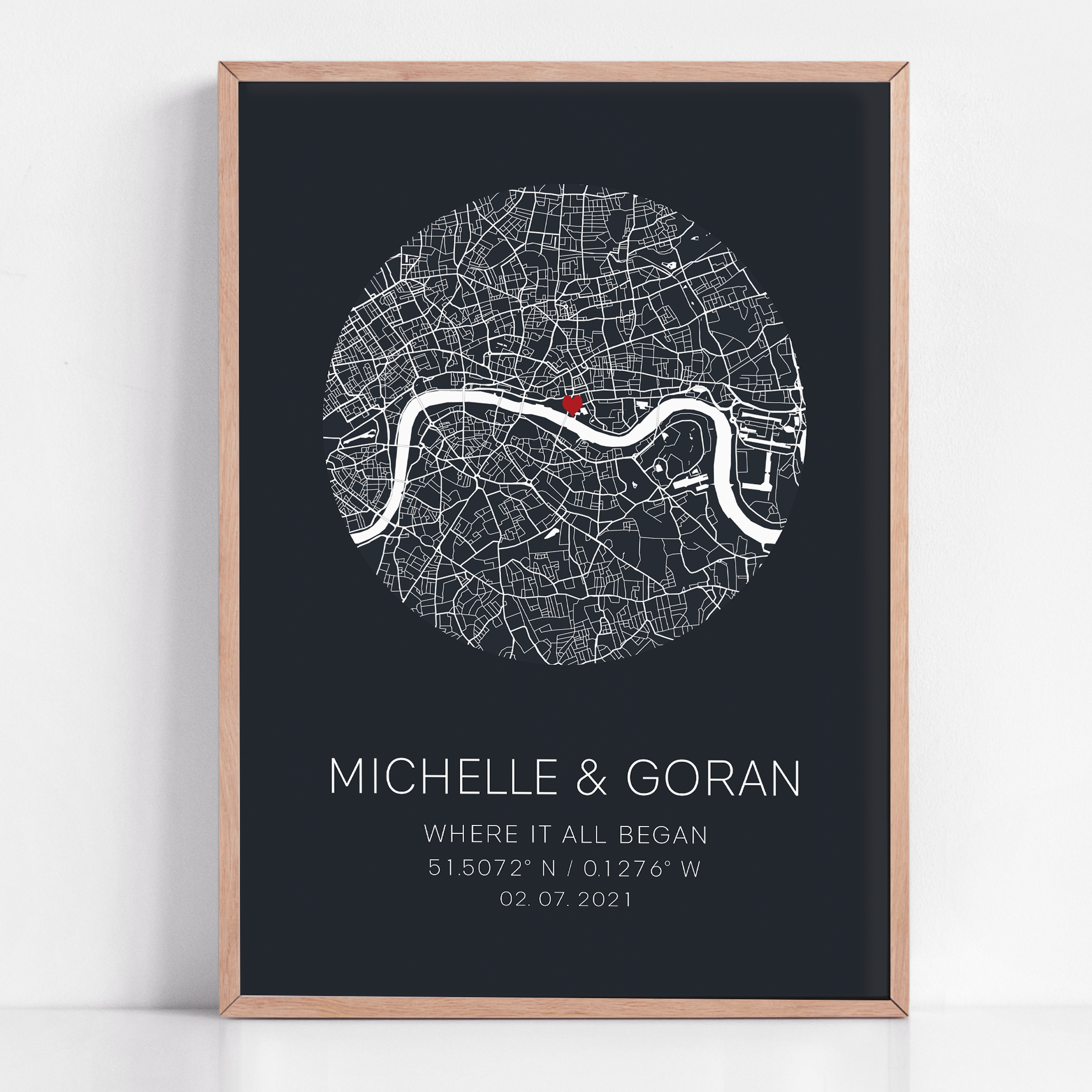 where it all began first met map framed print