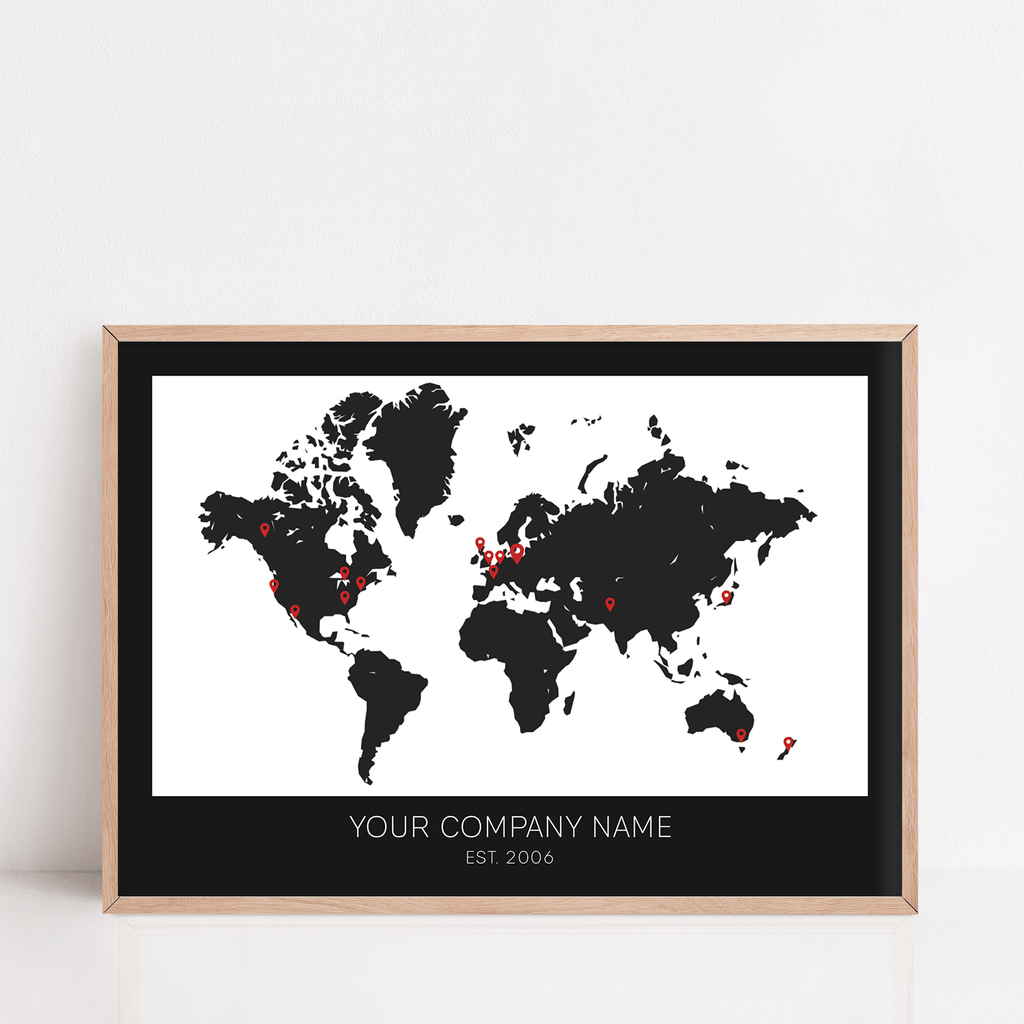 A business anniversary gift of a aframed location map