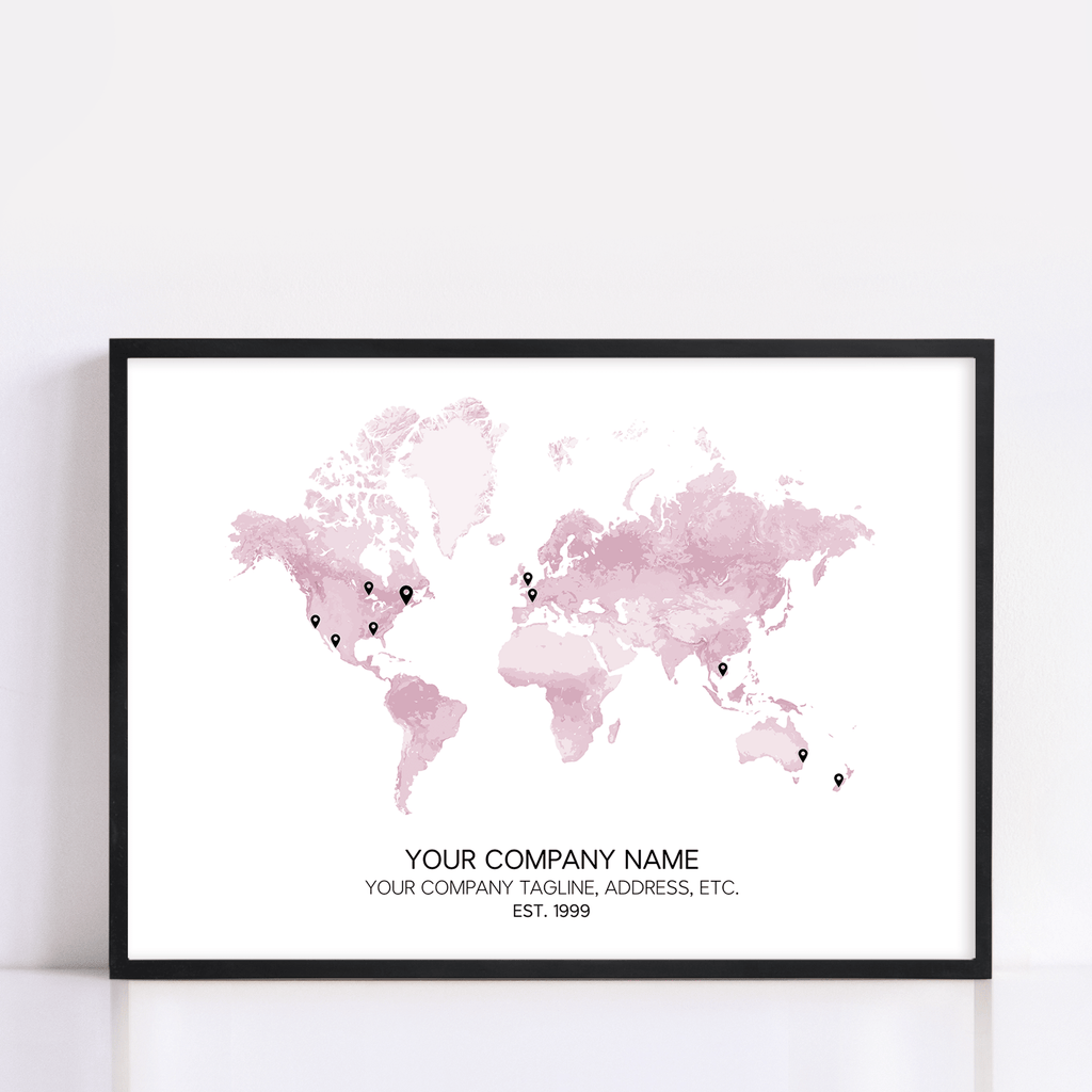 Business owner gift of global locations framed