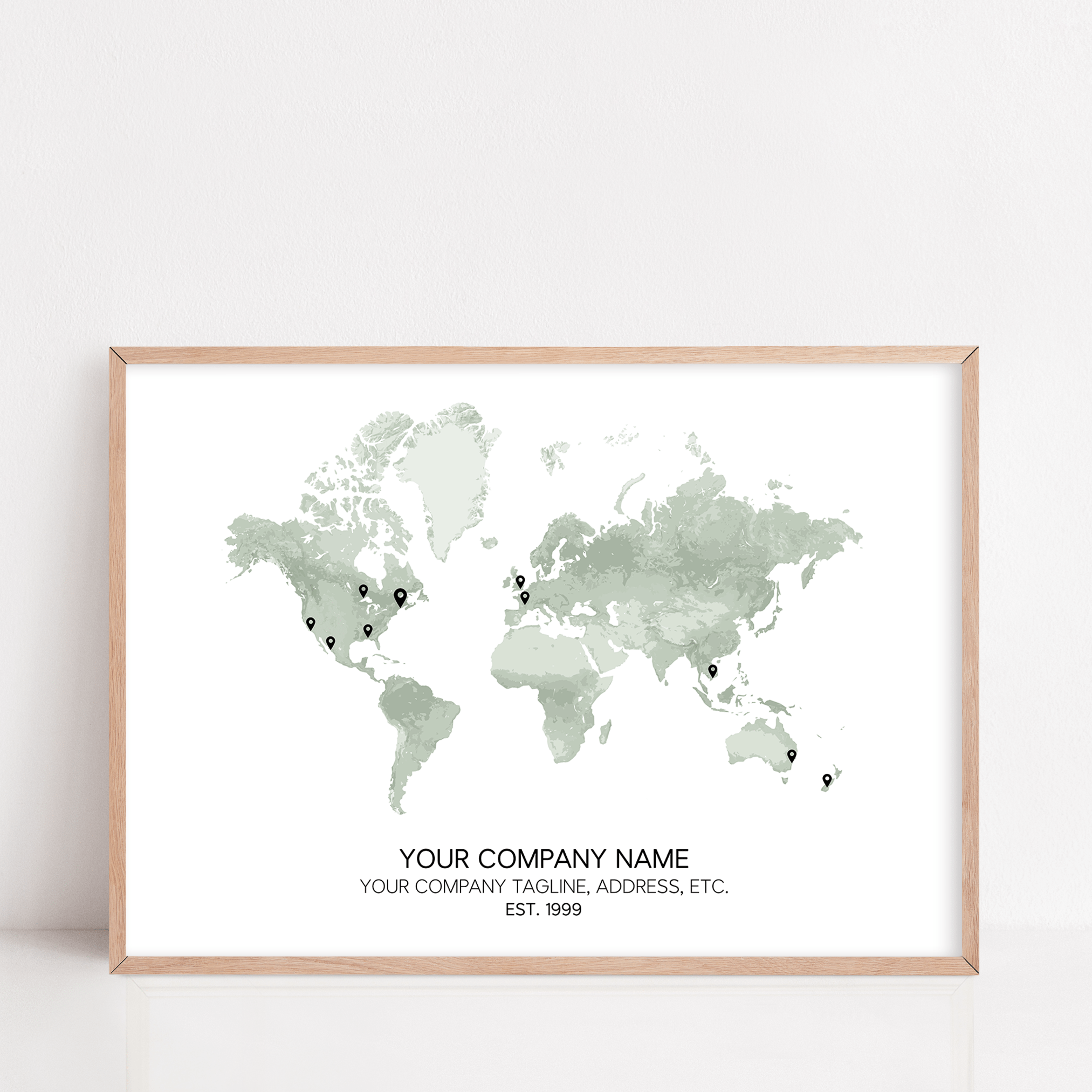 company global expansion map framed artwork