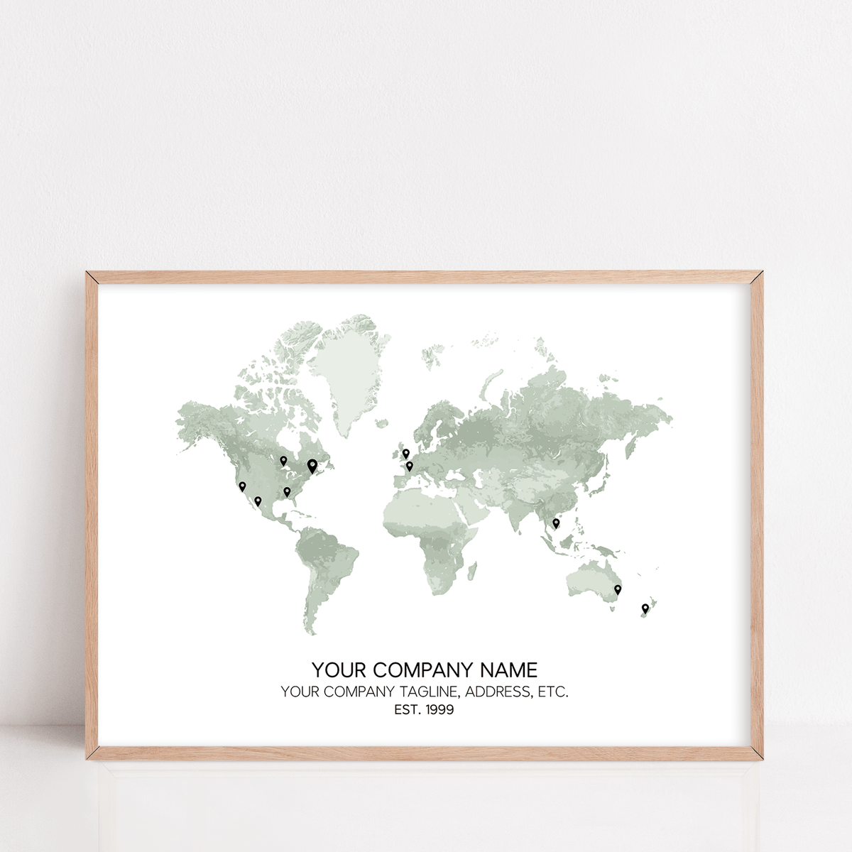 company global expansion map framed artwork