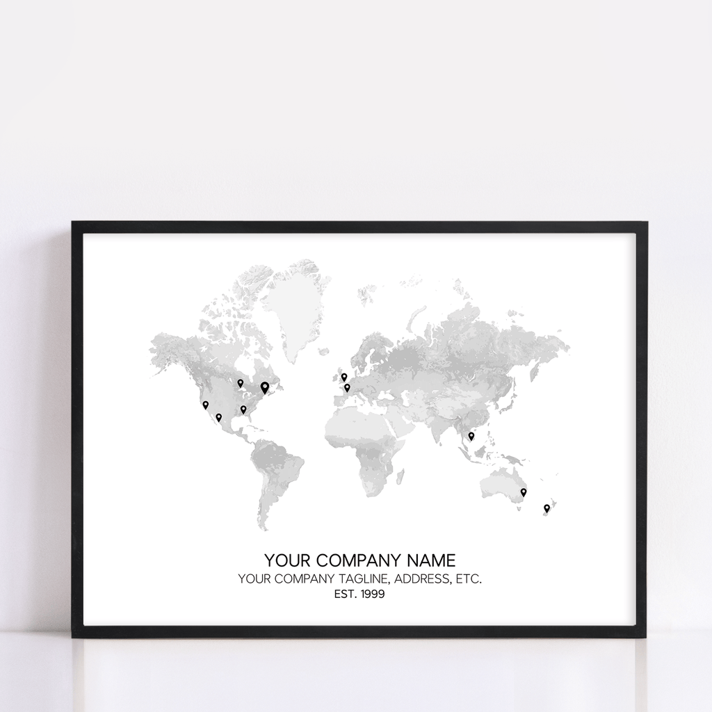 company global expansion map framed artwork