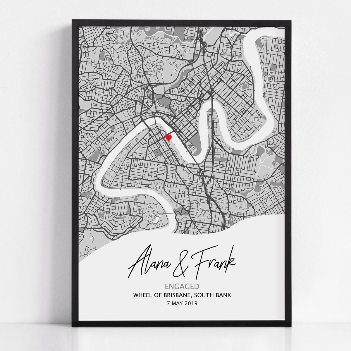 engaged gift custom print in frame
