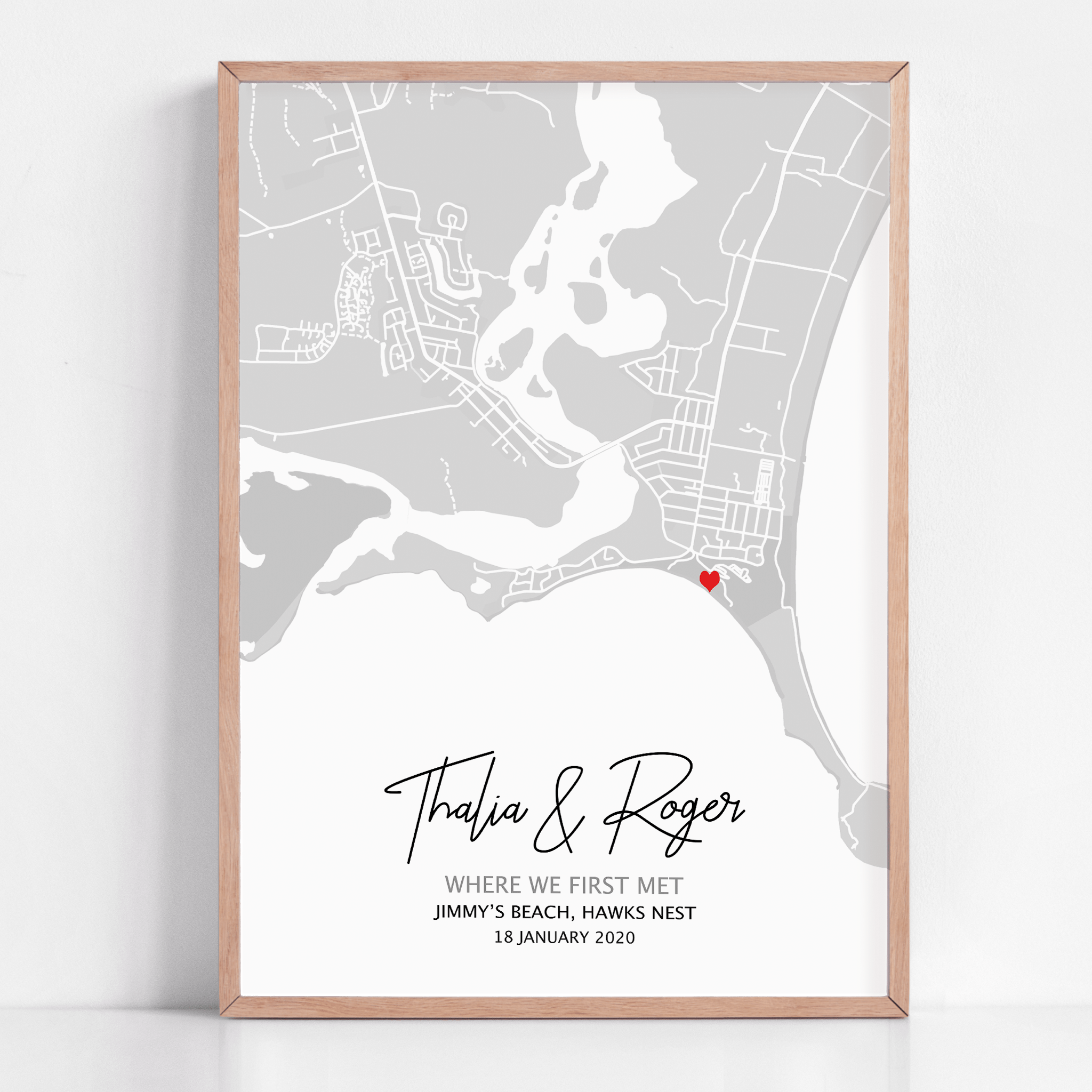 where we met map gift framed custom artwork