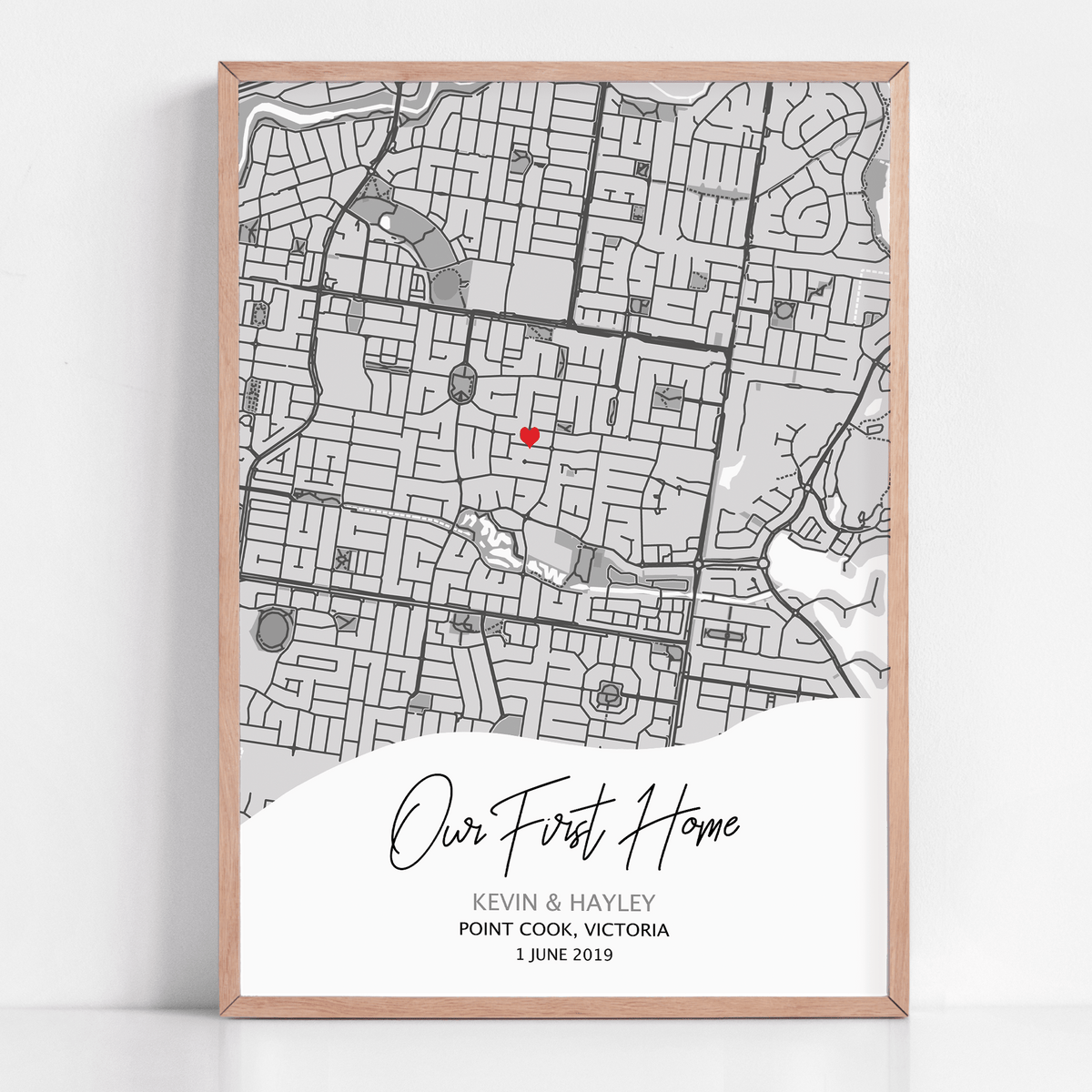 custom new home map framed artwork