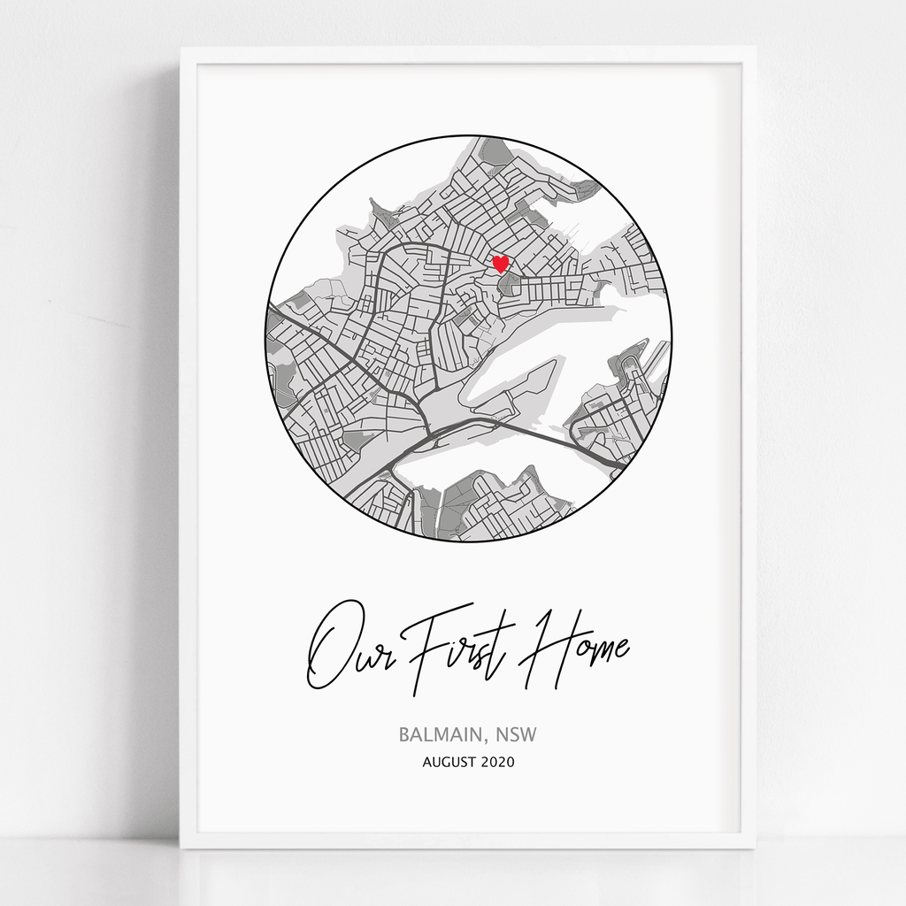 new home gift for homeowners framed map