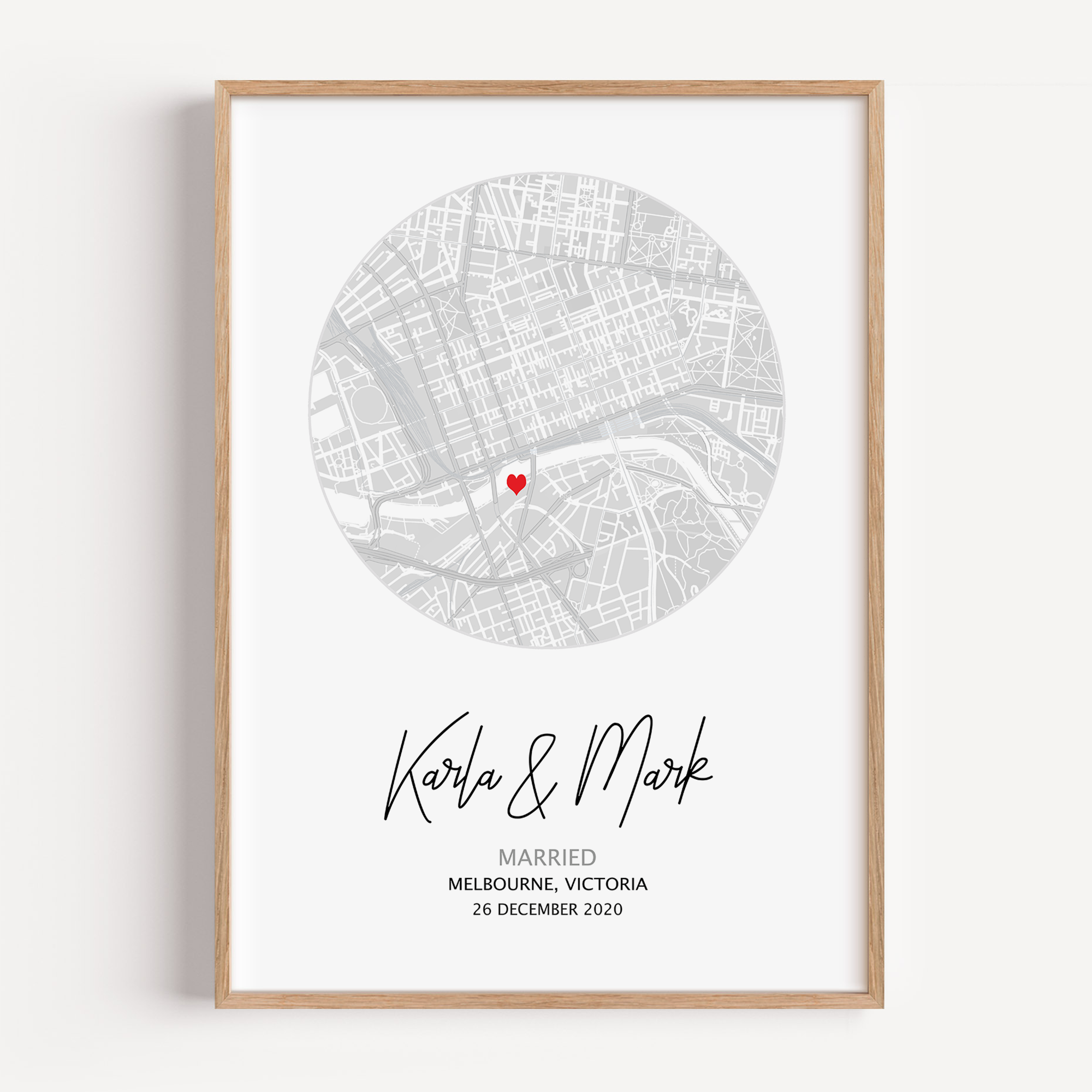 framed city map married gift