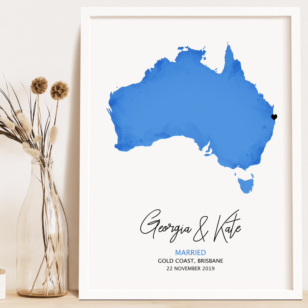 marriage gift framed map