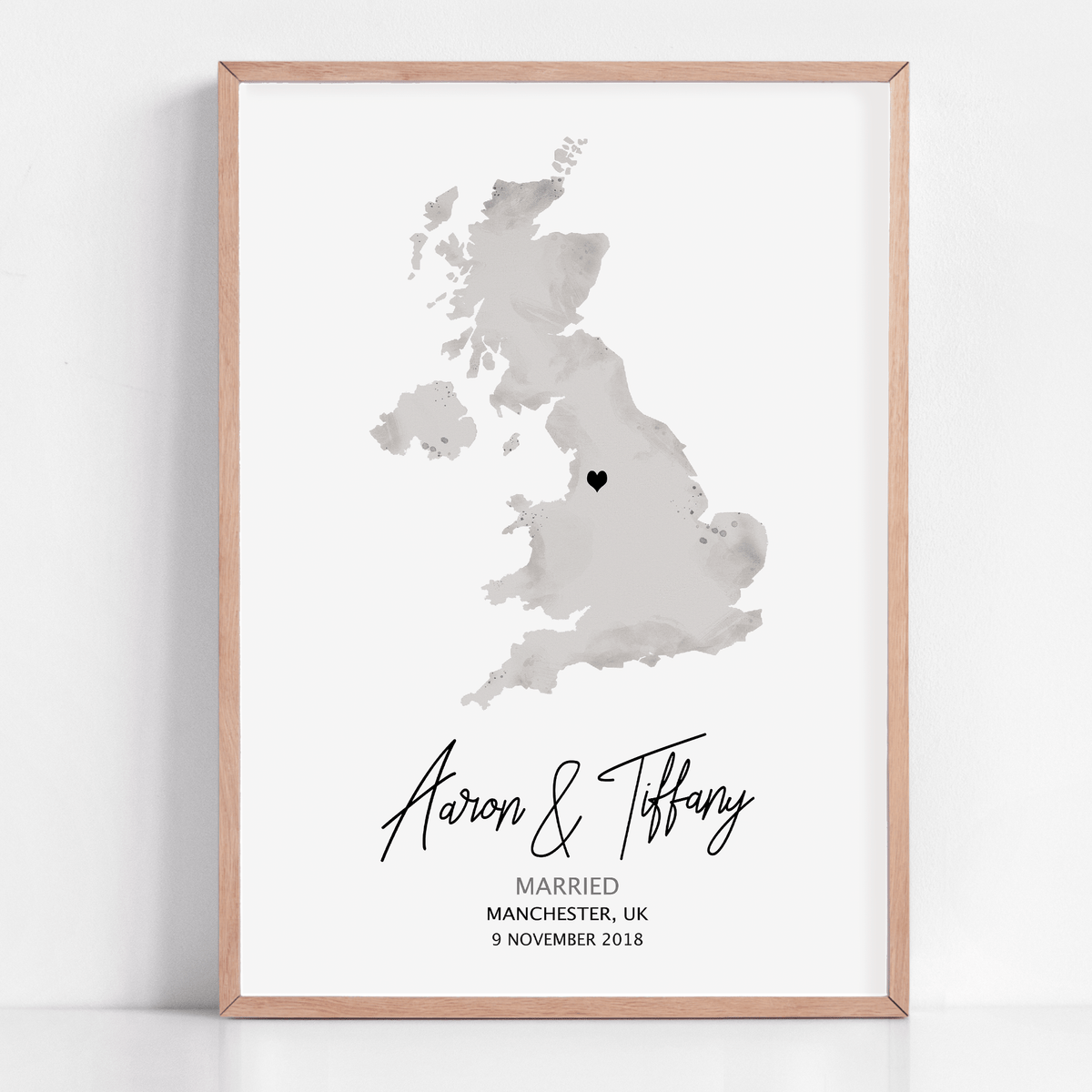 marriage gift framed map