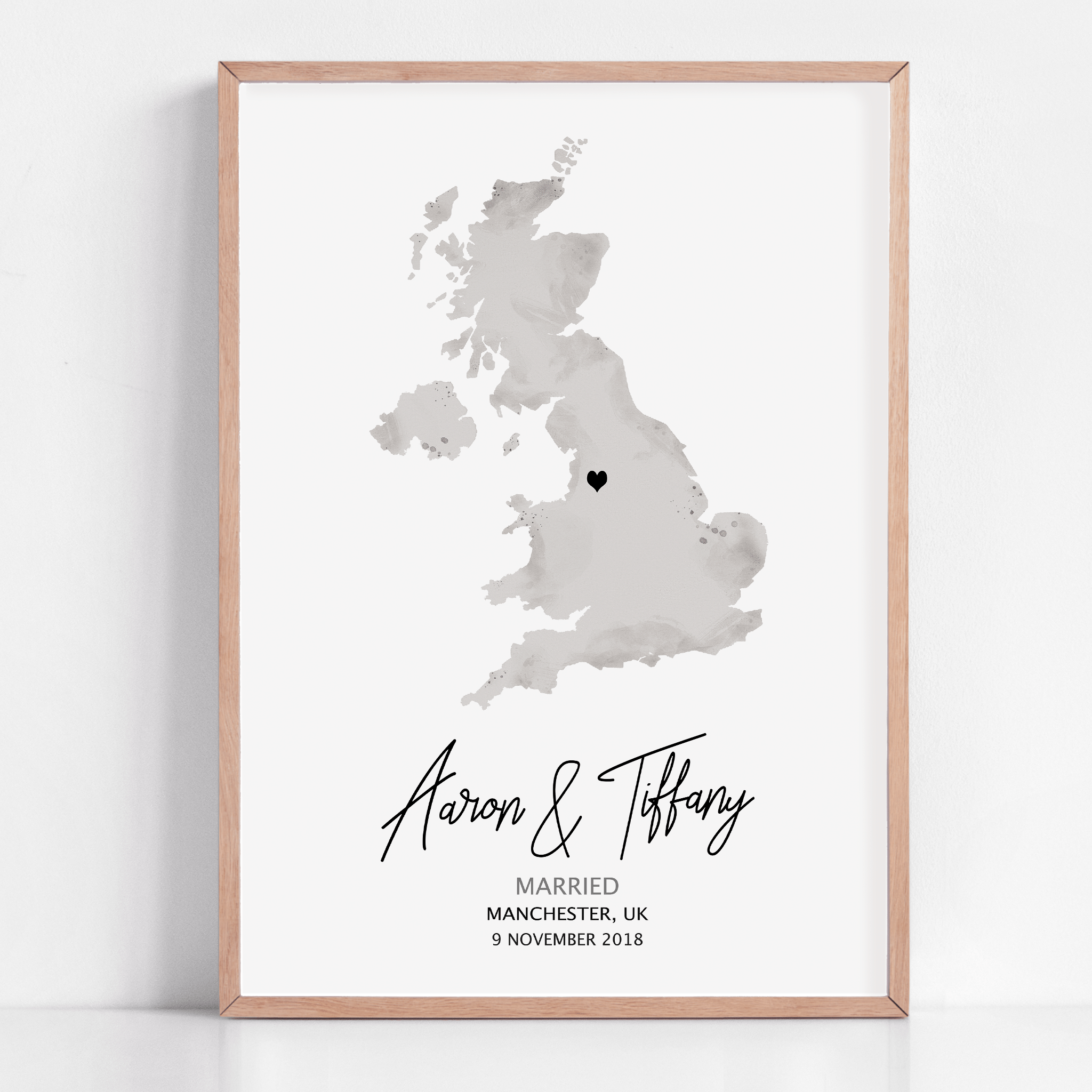 marriage gift framed map