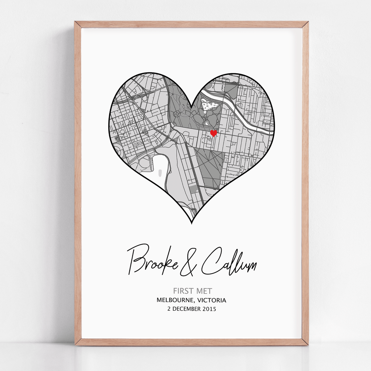 where we met map gift framed